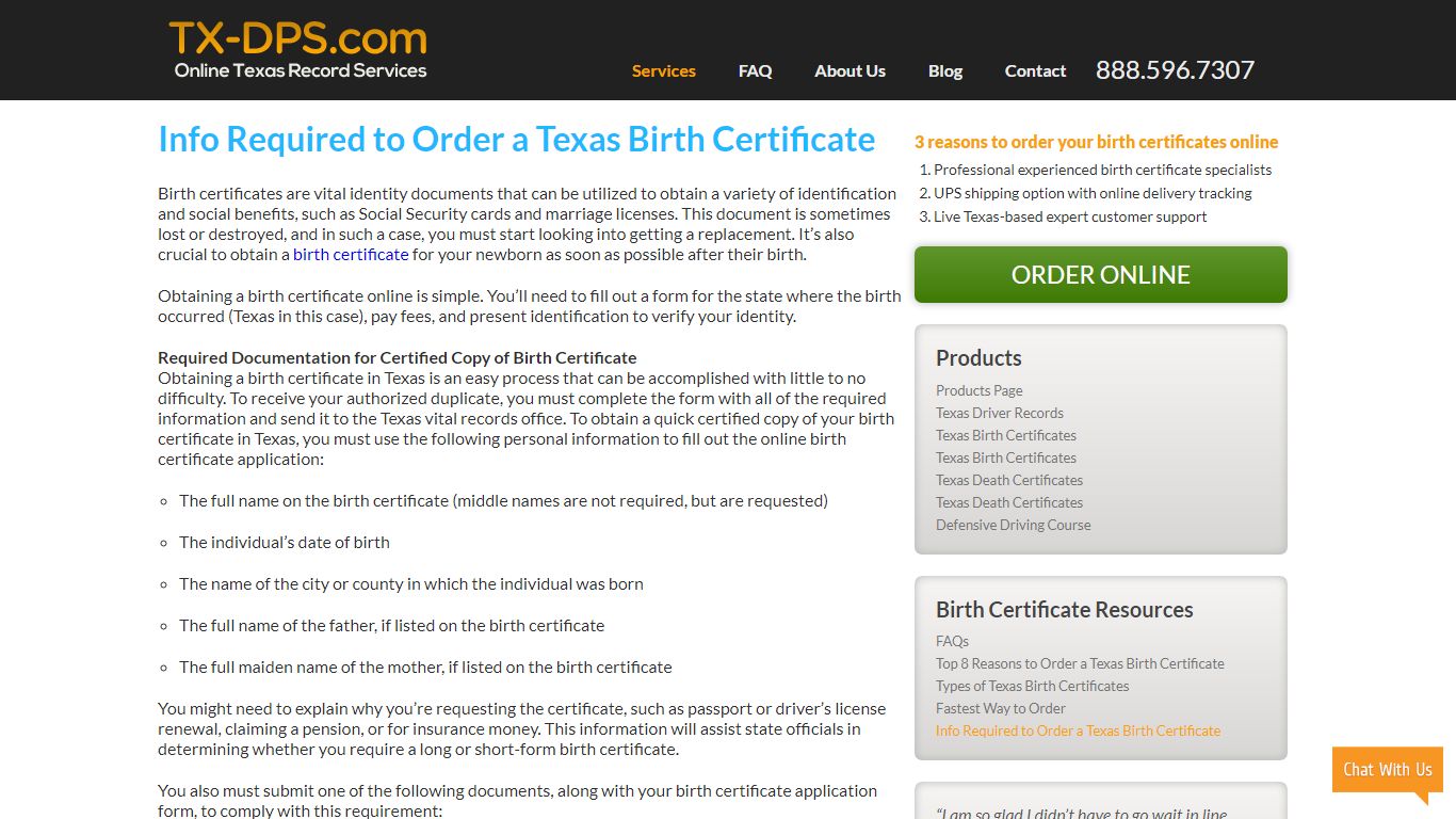 Copy of Birth Certificate Requirements | Texas DPS Records